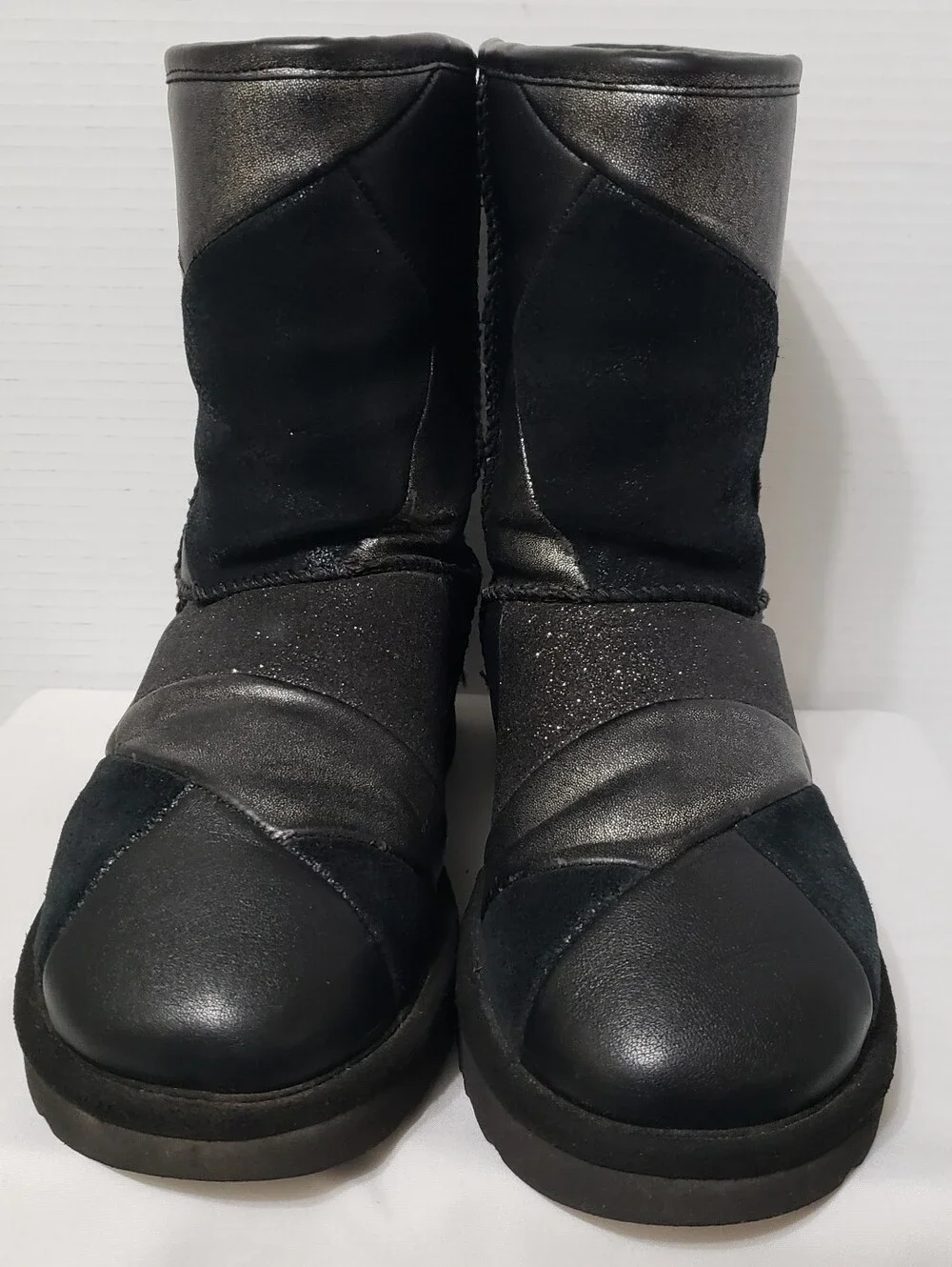 UGG Classic Glitter Black Patchwork Suede Boots Size  6